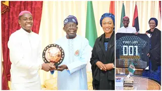 Asisat Oshoala Presents Her 6th CAF Player of the Year Award to President Bola Tinubu, Wife