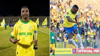 Masandawana show love for Lesiba Nku after Mamelodi Sundowns star scores brace in league debut: Video