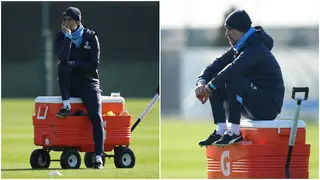Pep looks dejected during Man City training after club was charged for financial breaches