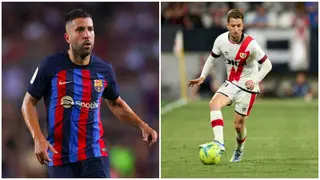 Jordi Alba involved in heated exchange with Rayo Vallecano player after Barcelona goalless draw at Camp Nou