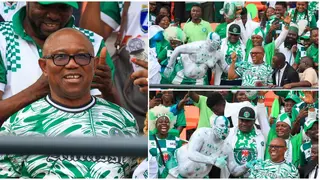 Peter Obi Joins Nigeria Supporters to Cheer On Super Eagles in Quarter Final Clash Against Angola