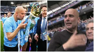 Pep Guardiola's emotional reaction after helping Man City retain the Premier League title