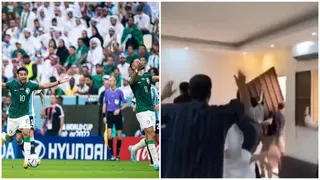 Moment Saudi Arabian fan destroyed an expensive door to his house after win over Argentina, video