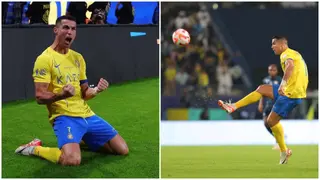Fans in disbelief as Cristiano Ronaldo scores insane chip from 40 yards out for Al Nassr