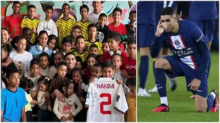 Heartwarming footage of PSG defender Achraf Hakimi spending time with orphans on Eid day spotted