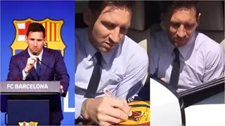 Barca fans mob Messi moments after he shed tears during last press conference