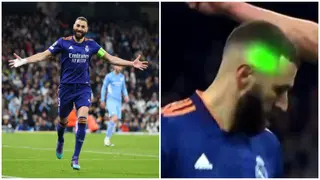 Karim Benzema targeted with lasers by Man City fans before scoring panenka penalty in UCL semi final