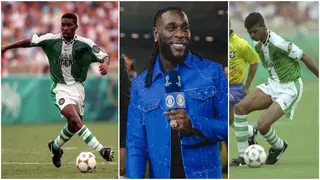 Nigerian Legend Kanu Reacts to Burna Boy's Answer to When Asked to Choose Between Him and Okocha