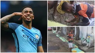 Photos of Gabriel Jesus painting streets in Brazil before fame, money emerges