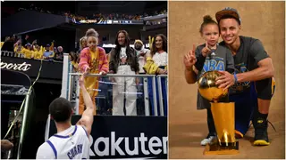 Watch Stephen Curry and daughter Riley share a special handshake after Game 4 win