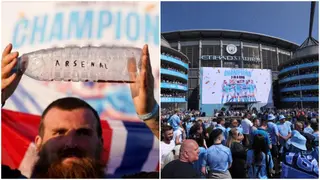 Man City Fan Mocks Arsenal During EPL Title Celebration by Holding Bottle