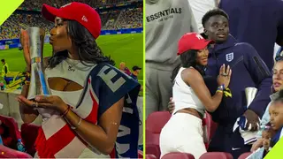 Tolami Benson: Bukayo Saka's Girlfriend Poses With His MOTM Trophy After England's Victory
