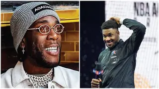 Burna Boy Meets Giannis, Speaks Pidgin to Him After His Performance at NBA All-Star Game