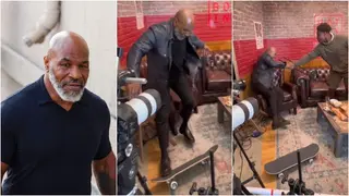 Boxing legend Mike Tyson nearly suffers freak injury after hilarious skateboard fail