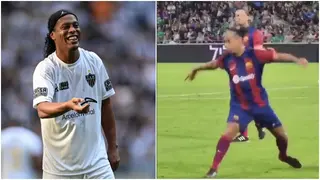 Ronaldinho Embarrasses Pitch Invader With Terrific Dummy Move, Video