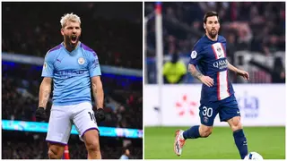 Watch Sergio Aguero's priceless reaction after Leo Messi's sublime goal against Ajaccio