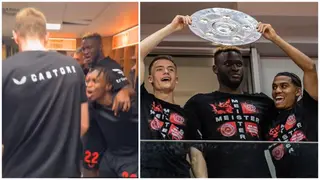 Boniface and Tella Influence Leverkusen’s Dressing Room With Naija Vibes After Bundesliga Win, Video
