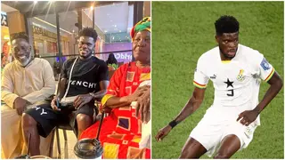 Heartwarming as parents of Arsenal star Thomas Partey visit player in Camp during World Cup