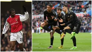 Arsenal legend Kanu Nwankwo celebrates Gunners’ dramatic victory over Aston Villa