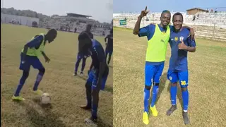 Video drops as New Edubiase player Lil Win exhibits skills during warm up before Hasaacas defeat