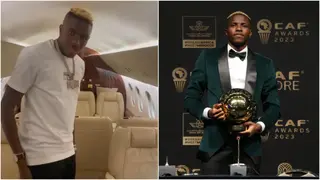 Victor Osimhen Spotted Flying Privately After 2023 CAF Awards