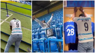Nigerian fan and CAC member 'anoints' Stamford Bridge, prays for Chelsea Football Club