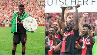 Victor Boniface Reacts After Receiving Bundesliga Medal as Bayer Leverkusen Beat Augsburg