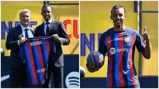 Jules Kounde expresses happiness as French defender Is officially unveiled by Barcelona