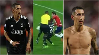 Angel Di Maria gets wiped out by the referee in bizarre accident during Juventus debut