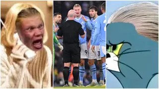 Erling Haaland turned into internet memes after clashing with ref during Man City vs Spurs cracker