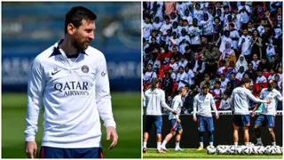 Adorable moment Lionel Messi waves at PSG fans singing his name, video