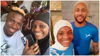 Hijab Wearing Female Footballer Meets Osimhen Months After Playing With Neymar in Qatar