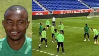 Finidi George Rolls Back The Years, Destroys Calvin Bassey With Filthy Skill in Super Eagles Training