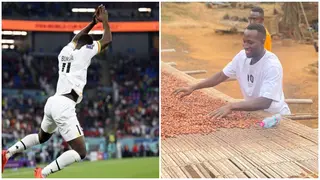 World Cup star Osman Bukari returns home to help parents on cocoa farm