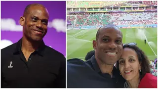 Nigeria legend Sunday Oliseh and Moroccan wife share lovely moment as couple watch Atlas Lions defeat Belgium