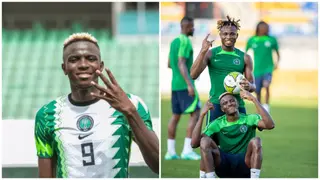 Osimhen posts an adorable photo of himself and Chukwueze chilling at Super Eagles training