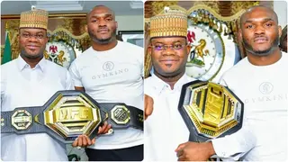 Nigeria's UFC champion Kamaru Usman Presents His Belt to Kogi State Governor Yahaya Bello