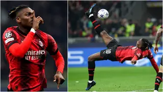 UCL: Rafael Leao Scores Overhead Kick to Equalize for AC Milan vs PSG