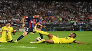 Lewandowski double eases Barca woes in Villarreal rout