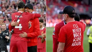 Virgil Van Dijk Fights Back Tears As He Shares Emotional Embrace With Liverpool Manager Jurgen Klopp