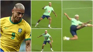 Video of Brazil's Richarlison scoring a breathtaking bicycle kick goal days before the World Cup emerges
