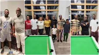 NFF Boss Pinnick Pays Surprise Visit to Iheanacho, Ndidi and Etebo in UK, Urges Ex-Man United Star To Return