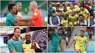 Exciting scenes as legends engage World Cup workers in exhibition game