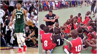 Two Time NBA MVP Giannis Antetokounmpo Spotted Playing Basketball With Kids in Nigeria, Video