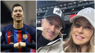 Lewandowski shares lovely moment with wife while watching Barcelona game