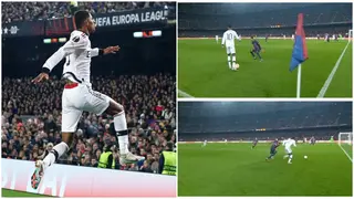 Reactions As Marcus Rashford Destroys Barcelona Star With Insane Skill Before Europa League Goal