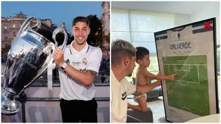 Real Madrid star, Valverde frames poster of his famous Champions League final assist against Liverpool