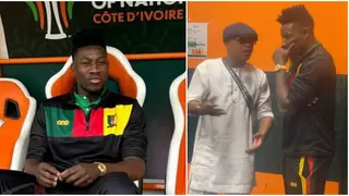 Andre Onana Finally Arrives in Cote d'Ivoire, Spotted Receiving Advise From El Hadji Diouf: Video