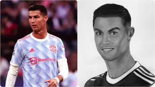 Talented Female Ghanaian Artiste Draws Beautiful Portrait of Cristiano Ronaldo Using a Pencil