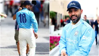 Sergio Aguero Turns Up at Abu Dhabi Grand Prix in Manchester City's Colours